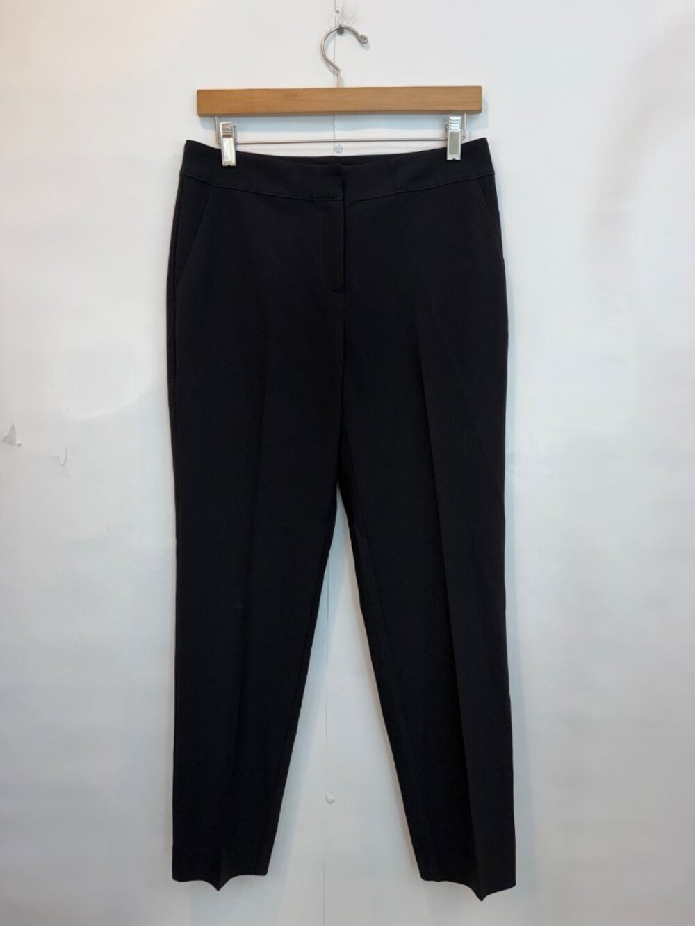 St. John Women's Black Straight Leg Suiting Dress Pant Size 4 Pintuck Ankle